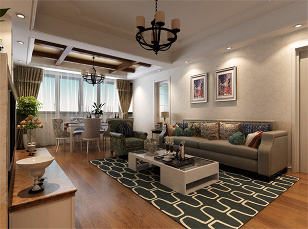 160平大宅客餐厅吊顶装修效果图